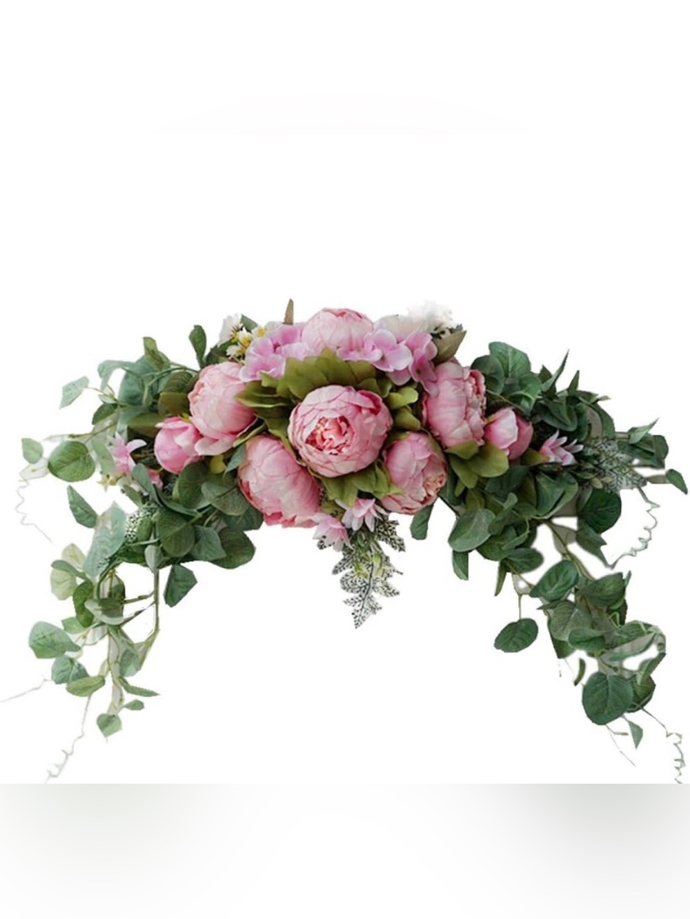 New H&S Bridal Wedding Arch Floral,30",Rustic Faux Swag,Pink Peonies,Door Lintel